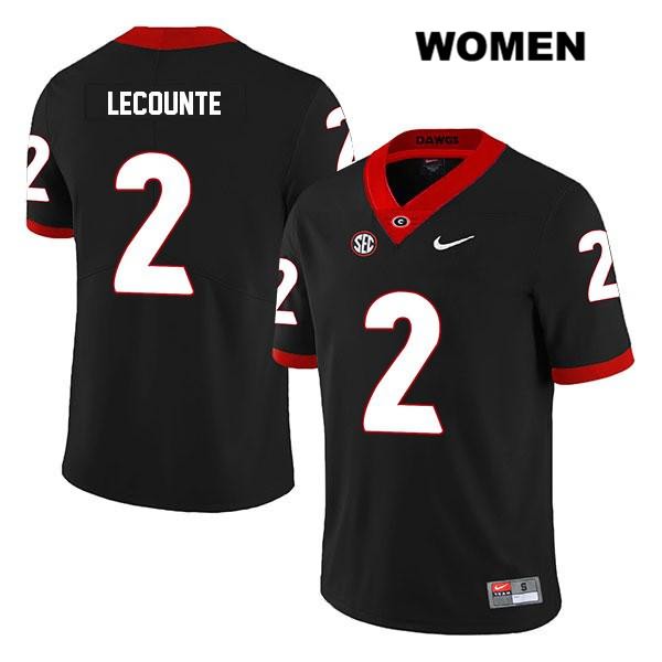 Georgia Bulldogs Women's Richard LeCounte #2 NCAA Legend Authentic Black Nike Stitched College Football Jersey PLL8856HN